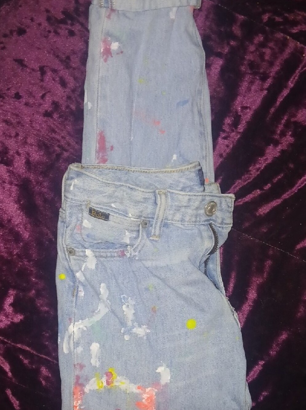Polo by Ralph Lauren Light Blue Jeans with Multicolor Paint Splatter